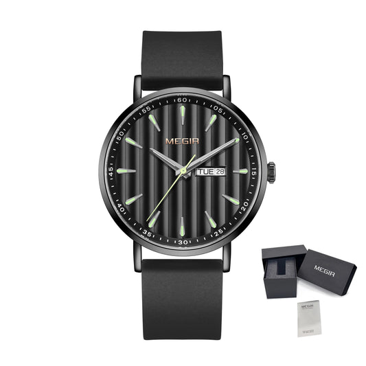 MEGIR Luxury Big Dial Mens Watch Fashion Quartz Casual Sport Wristwatch for Men Waterproof Week Date Display Clock Reloj Hombre