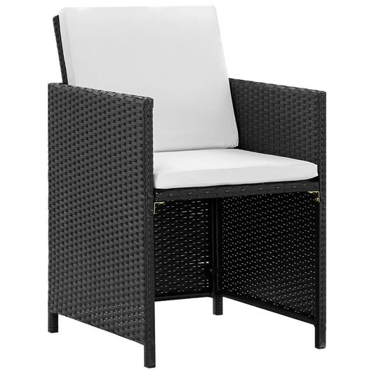 NNEVL 13 Piece Outdoor Dining Set with Cushions Poly Rattan Black