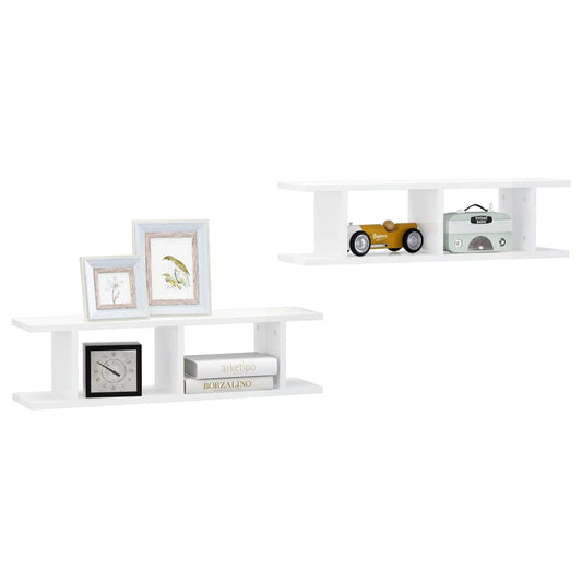 NNEVL Wall Shelves 2 pcs High Gloss White 78x18x20 cm Chipboard