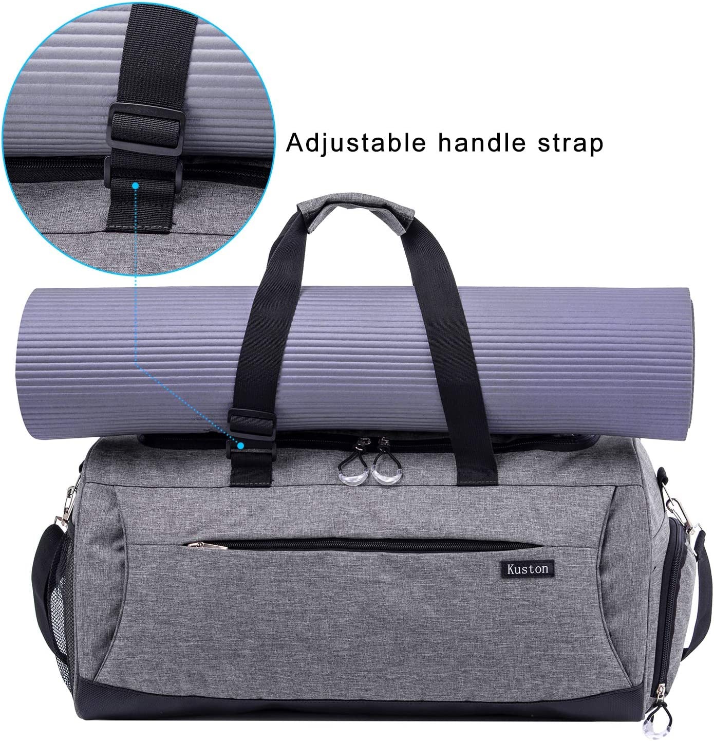 Kuston Sports Gym Duffel Bag with Shoe Compartment and Wet Pocket - Ideal for Men and Women for Overnight Use