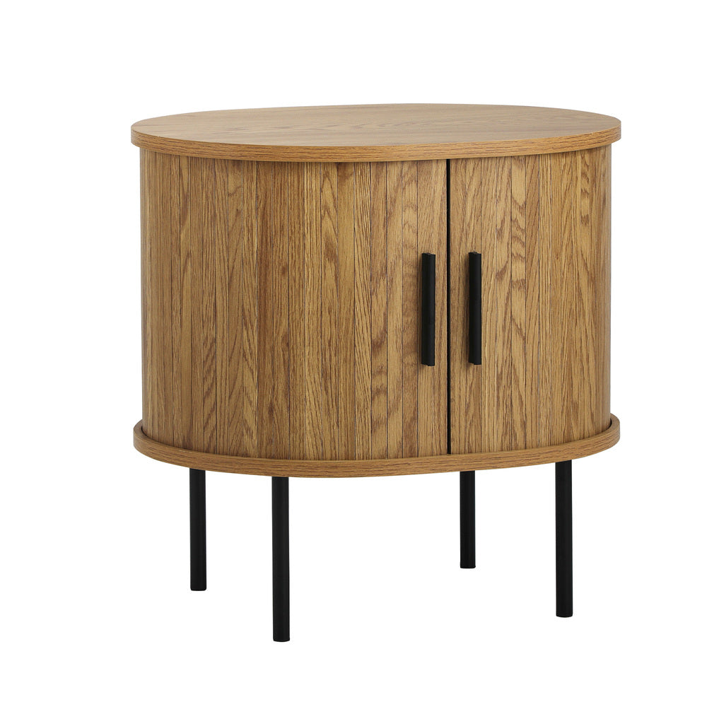 NNEED Set of 2 Bedside Tables Sliding Doors 2-tier
