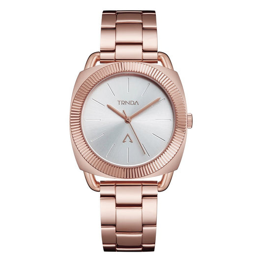Trnda Women's Rose Gold Stainless Steel Watch, Silver Dial | Trnda-001-0