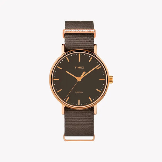 Timex Women's Gray Fabric Watch, Rose Gold Case | Tw2r48900-0