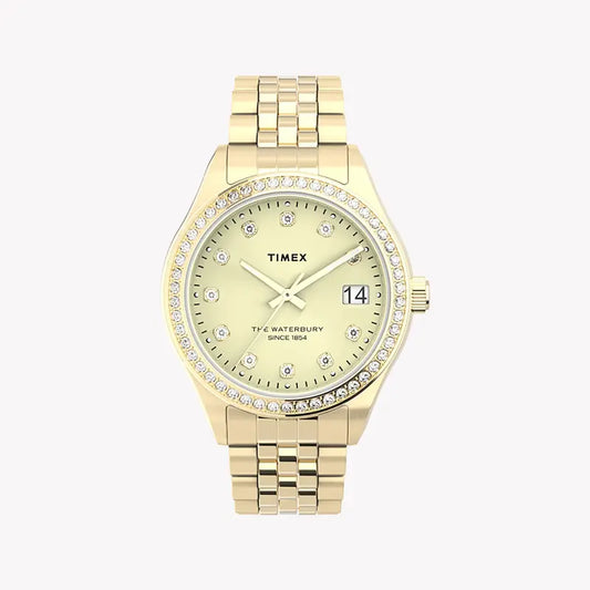 Timex Women's Gold Stainless Steel Watch, Round Dial | Tw2u53800-0