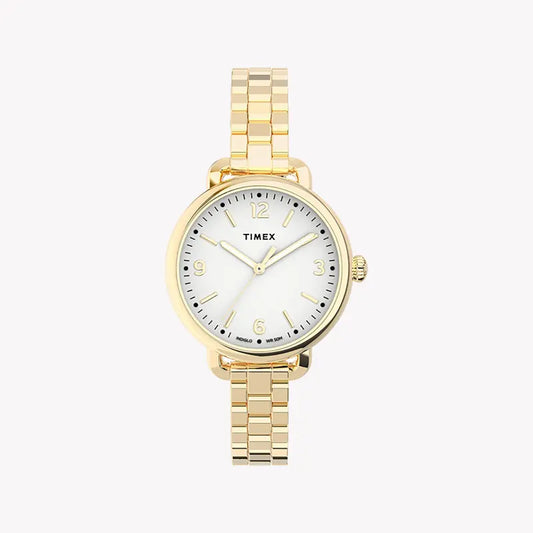 Timex Women's Gold Stainless Steel Watch, White Dial | Tw2u60600-0