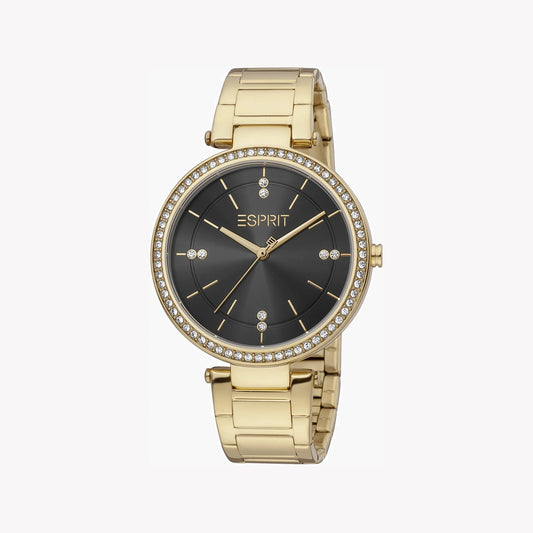 Esprit Women's Gold Stainless Steel Watch, Black Dial | Es1l179m0045