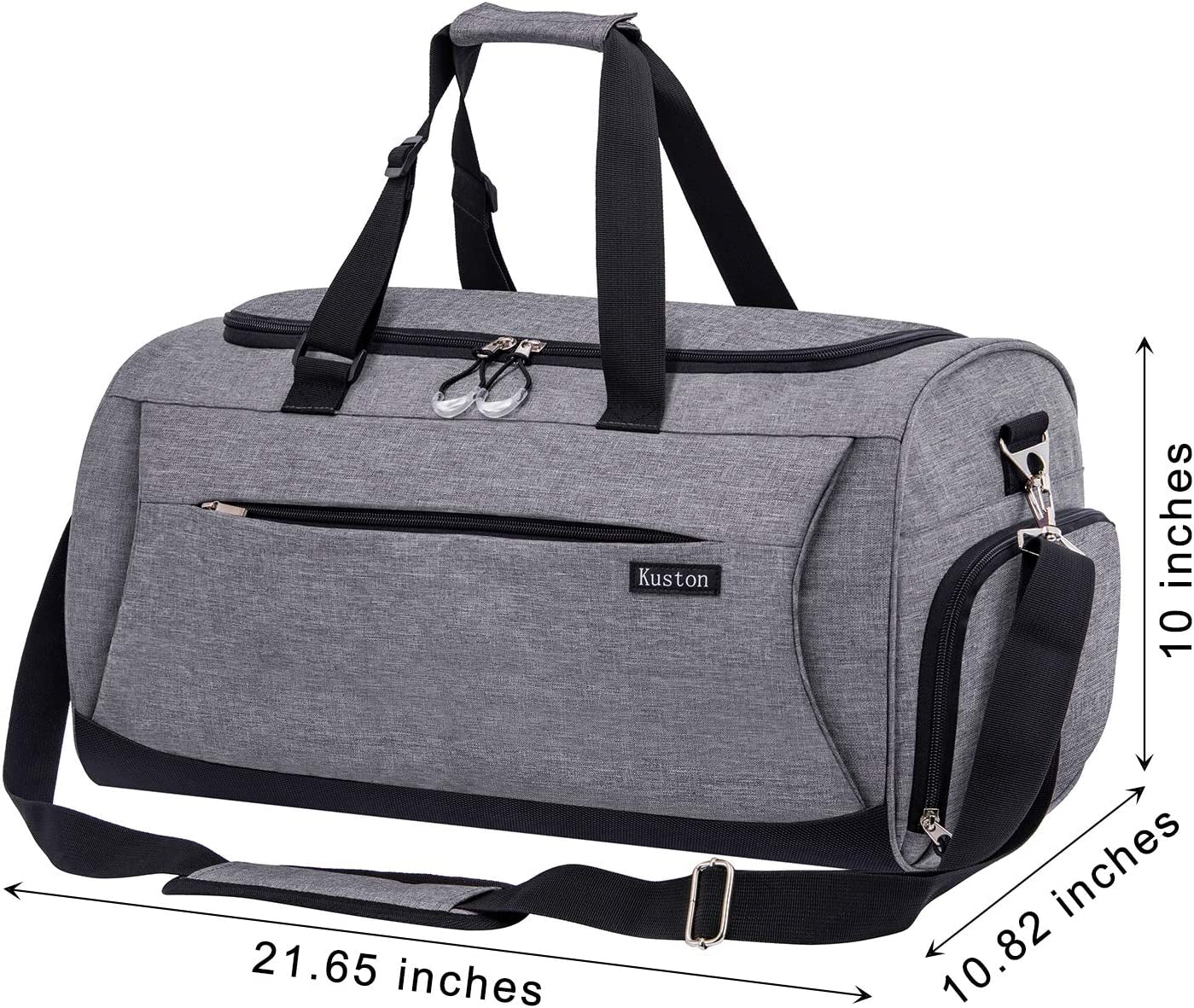 Kuston Sports Gym Duffel Bag with Shoe Compartment and Wet Pocket - Ideal for Men and Women for Overnight Use