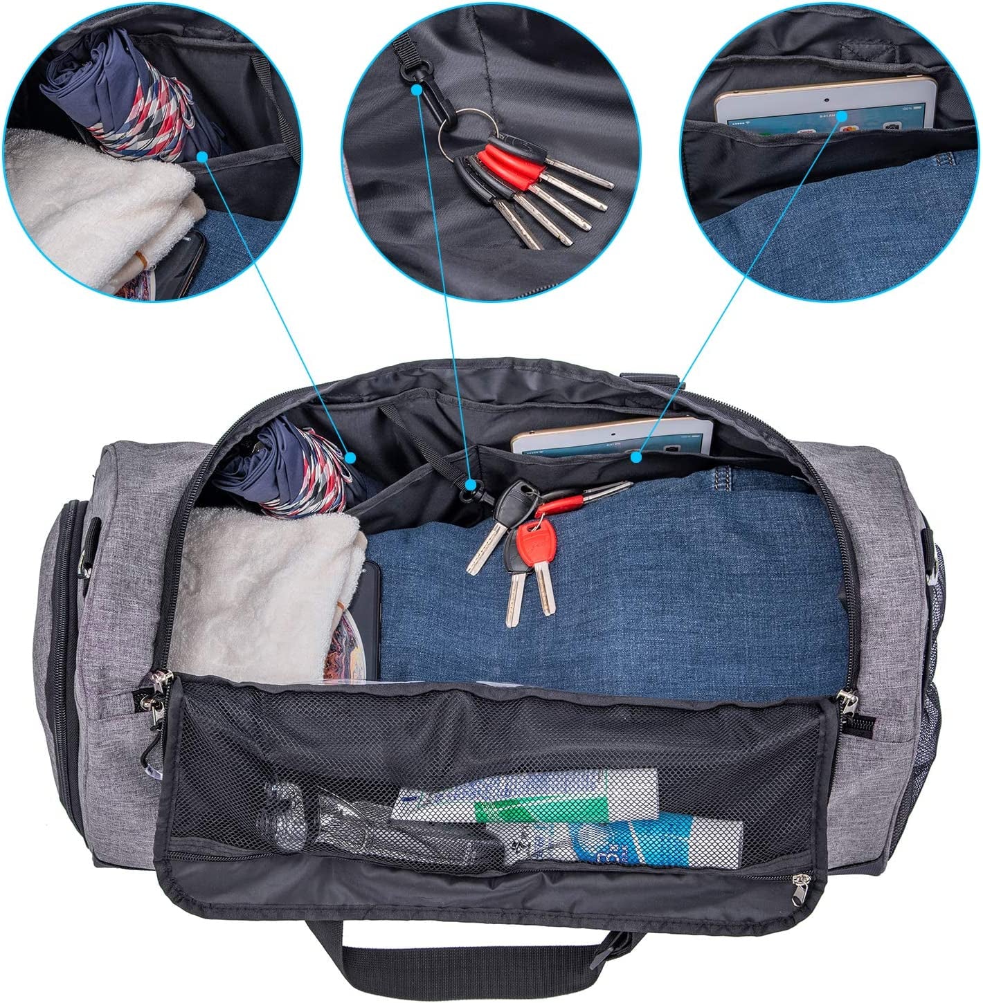Kuston Sports Gym Duffel Bag with Shoe Compartment and Wet Pocket - Ideal for Men and Women for Overnight Use
