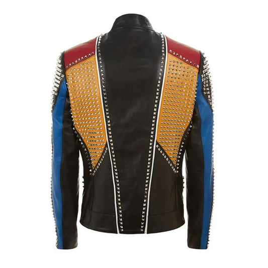 Men's Multi-Color Leather Fashion Jacket